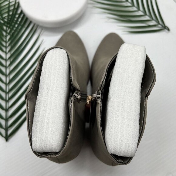 MIA Gray Dusky Pointed Toe Bootie Side Zip Stacked Block Heel Size 10 NWOB - Picture 8 of 14